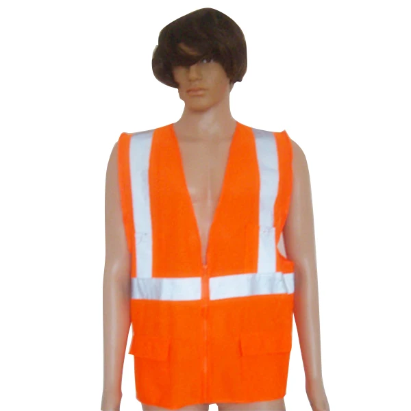 Sample style 100% polyester 120gsm reflective orange safety vest