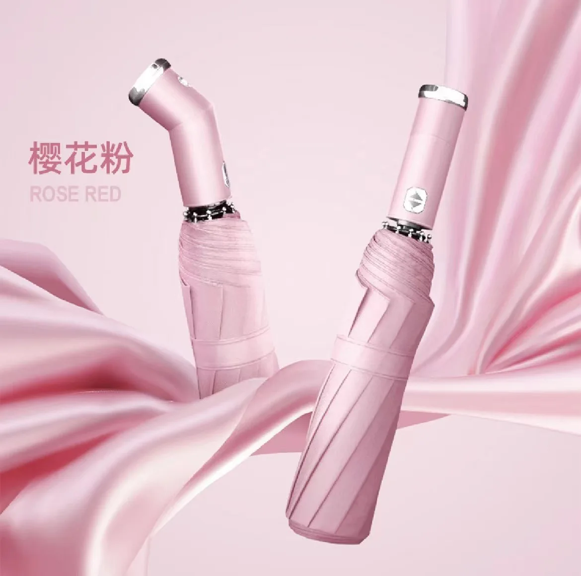 2022 hot  sale colorful  LED  handle rotatable big 3 fold automatic flashlight umbrella