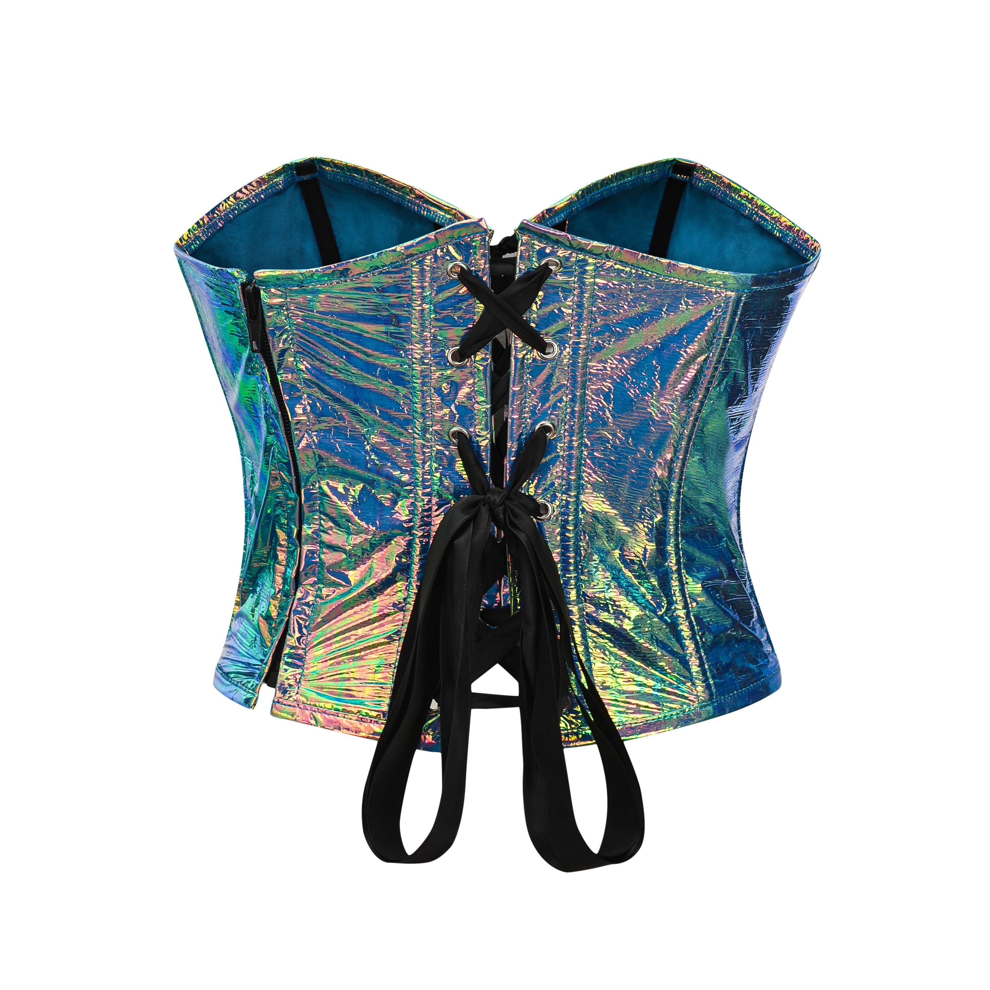 Women Crop Tops  Sexy Illusion Camisole Night Club Wear  Tops Halter Candy Color Reflective corset