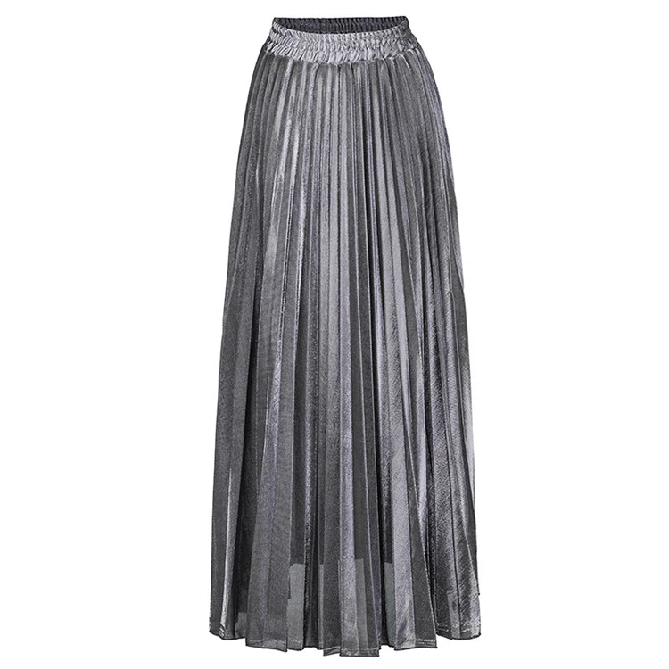 Pleated Falda Larga Casual Beach Pleated Maxi Plus Size Dresses Skirts women High Waisted Ladies Long Skirt for Women Summer