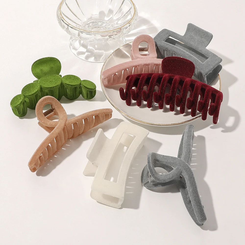 Korean Hair Clip Velvet INS Simple Elegant Claw Clip For Women Square Wholesale Winter Hair Clip