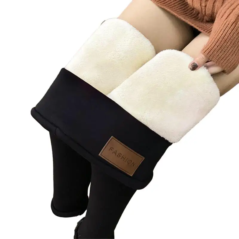 Winter style sherpa pants add thick cashmere trousers female autumn high waist tight warm leggings