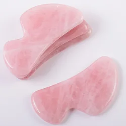 B-shape natural rose quartz gua sha unique jade crystal stone facial lifting tool guasha stone facial massage