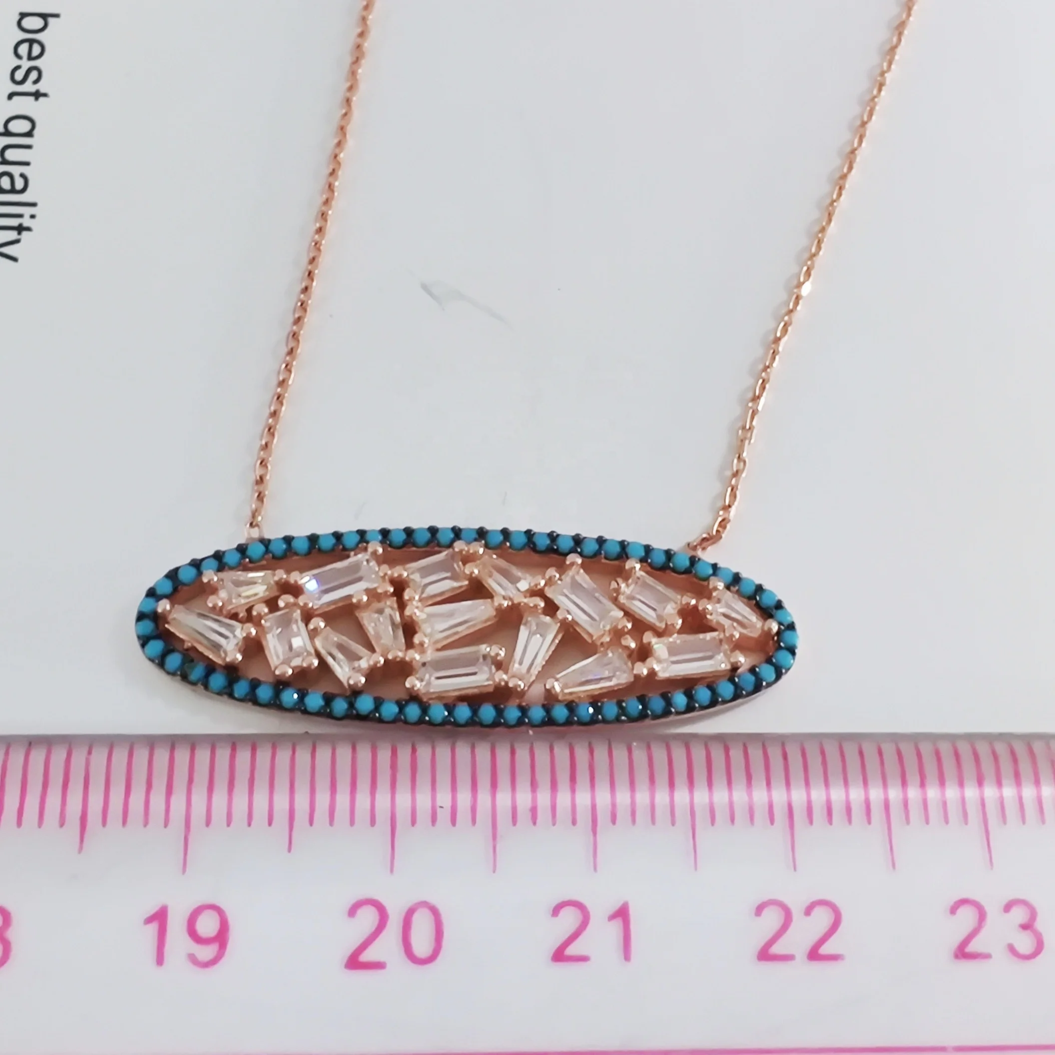 Agent China Emerald Cut Cubic Zircon 925 Silver Plating Rose Gold Necklace For Women 2023