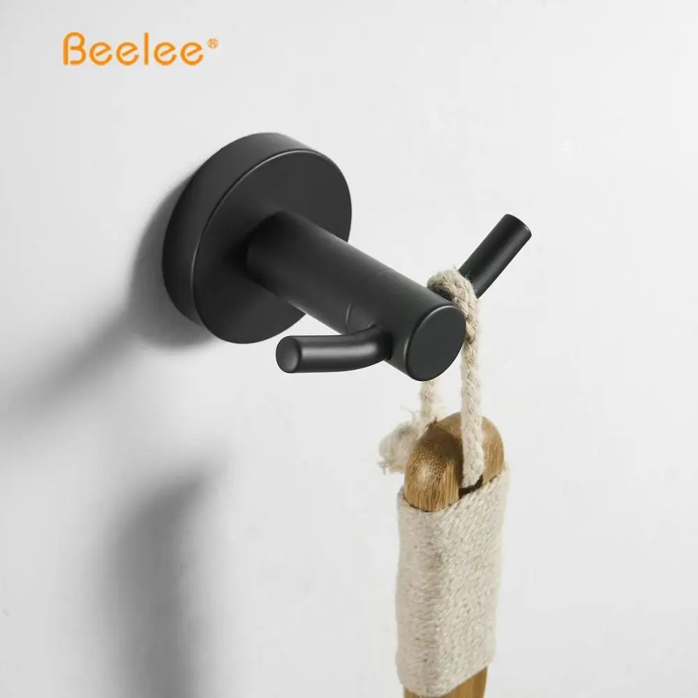  Крючок для банного полотенца Beelee SS304 черный двойной крючок
