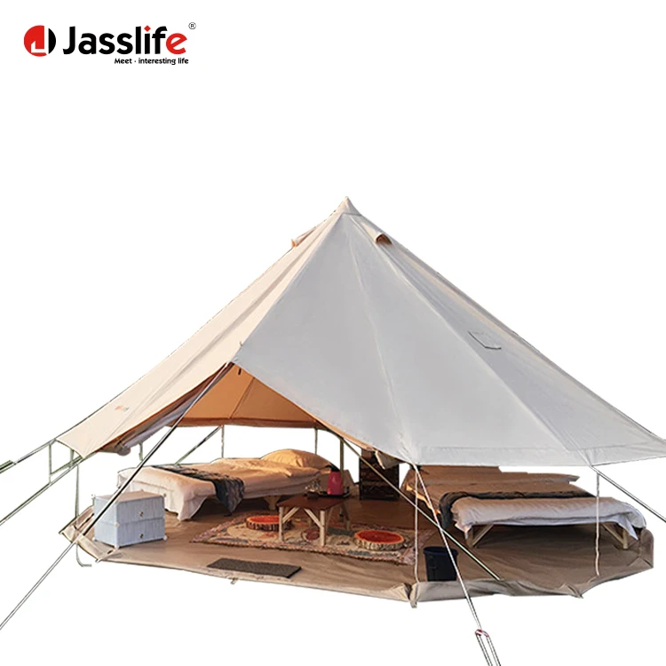 
Jasslife Waterproof Outdoor Camping Yurt Lotus Belle Cotton Canvas 5m Bell Tenda Glamping Tent 