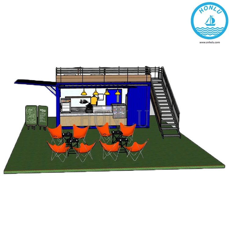 Prefabricated cargo shop mobile modular restaurant juice kiosk