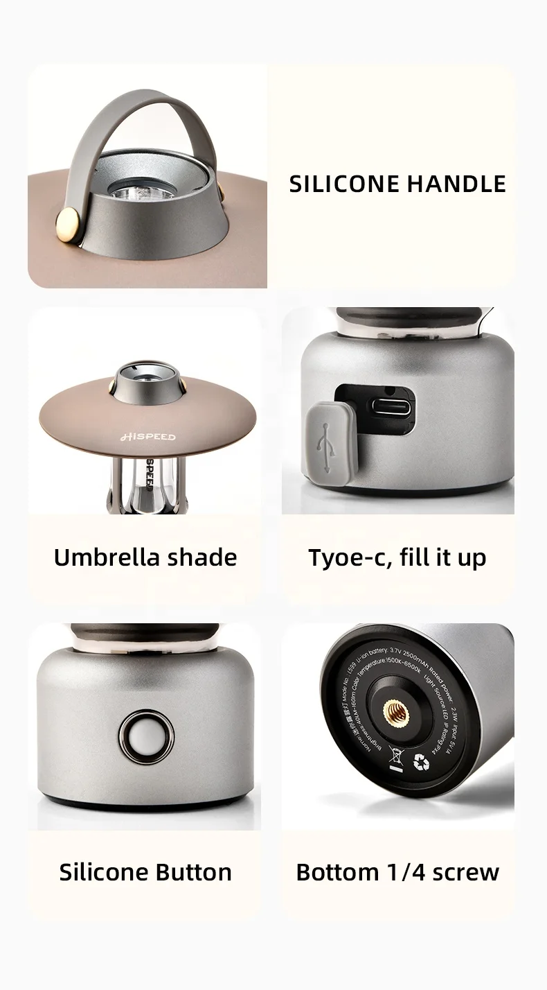 HISPEED Mini Portable Folding Camping Lantern 2.5W Telescopic Camping Outdoor Usb Rechargeable Light for Camping