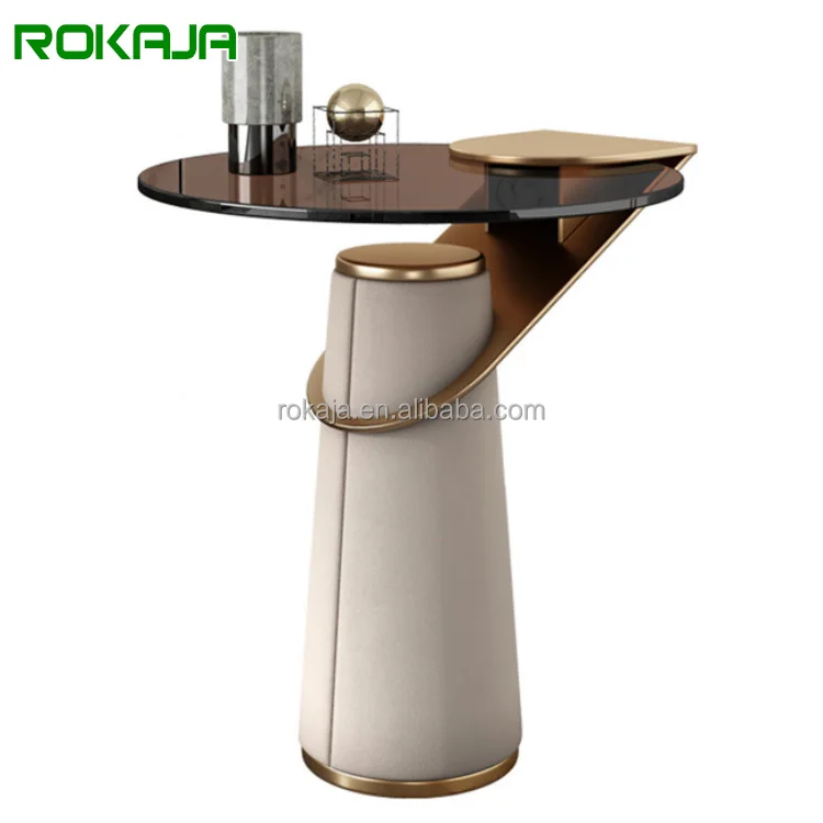 Итальянский подъемник круглый черный стеклянный журнальный столик мебель для гостиной кожаный базовый диван стул угловые боковые столы