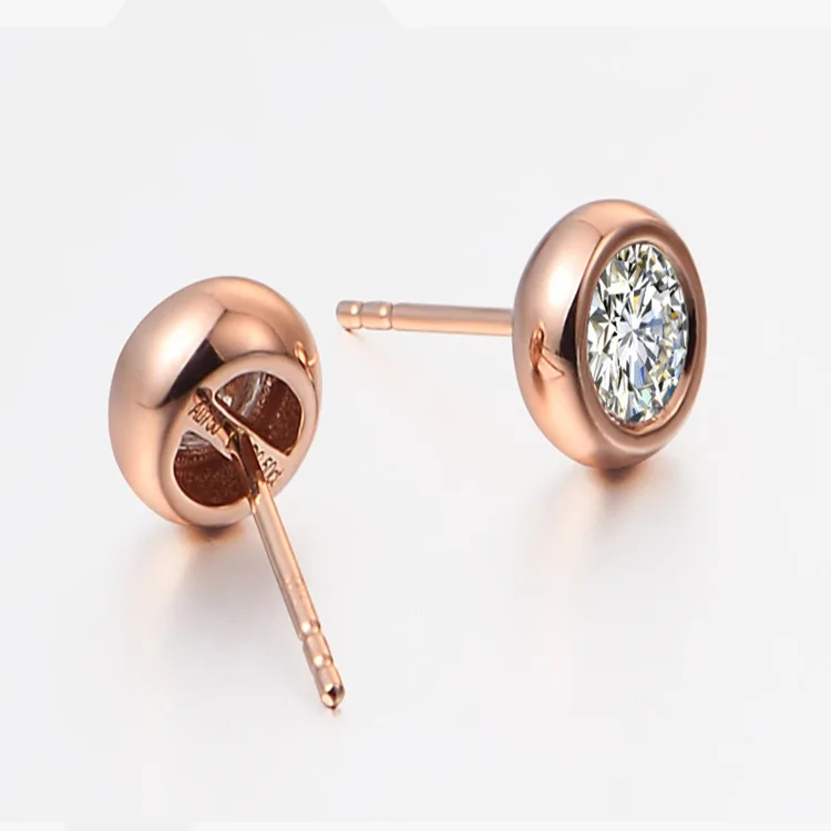 Luxury Fashion Solid Pure Real 18K Gold Diamond Earrings Jewelry Women Ladies Female Bridal Engagement Wedding Earrings