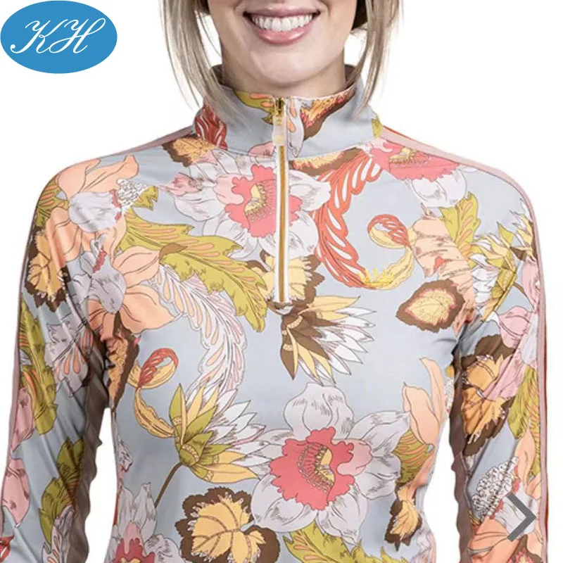 Custom Printed equestrian clothing base layer soft 4-way stretch fabric Equestrian Shirts