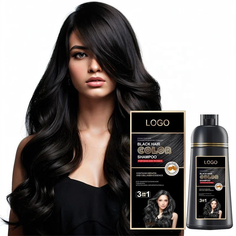 High Quality Home Use Hair Color Shampoo 3 In 1 Fast Dye Ammonia Free Black Colour Shampoo Dye
