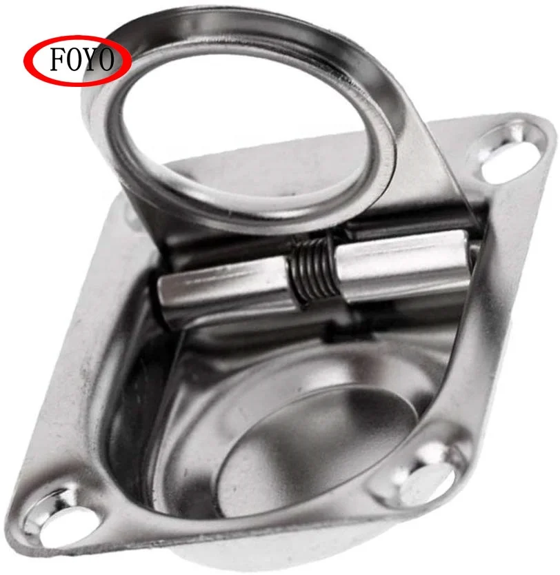 Foyo Brand 1-3/4' Stainless Steel Rectangular Spring Loaded Flush Lift Handle Stainless Steel for Yacht and Kayak