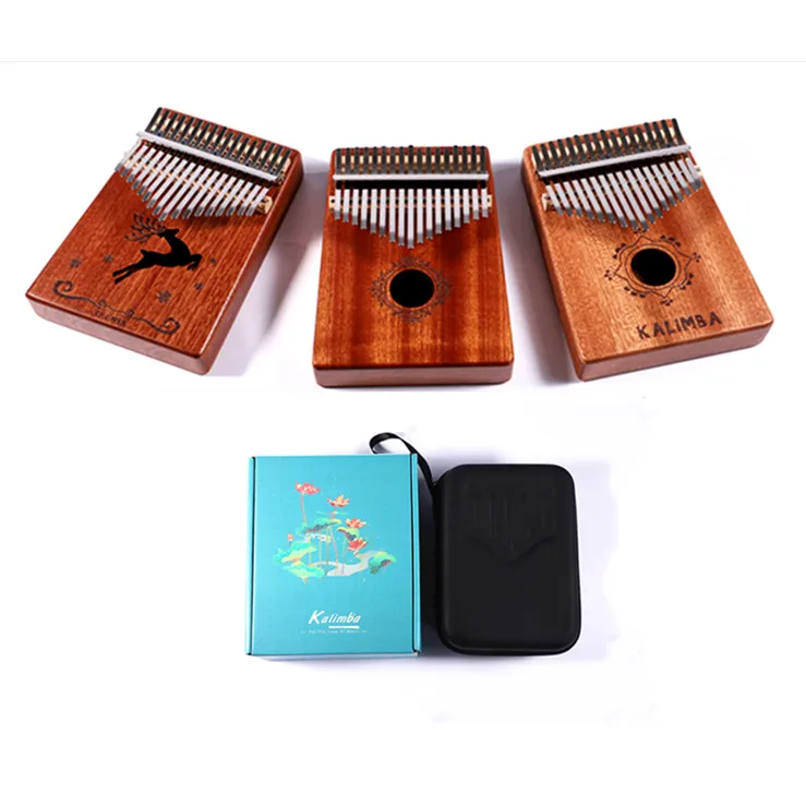 Mahogany Kalimba Sapele kalimba musical instrument 17 Keys Thumb Piano with EVA case