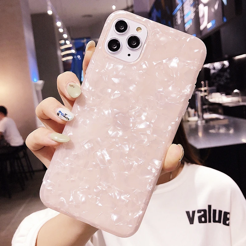 
Glitter Pearly-lustre Shell IMD Soft TPU Mobile Phone Case For iPhone 11PRO MAX 