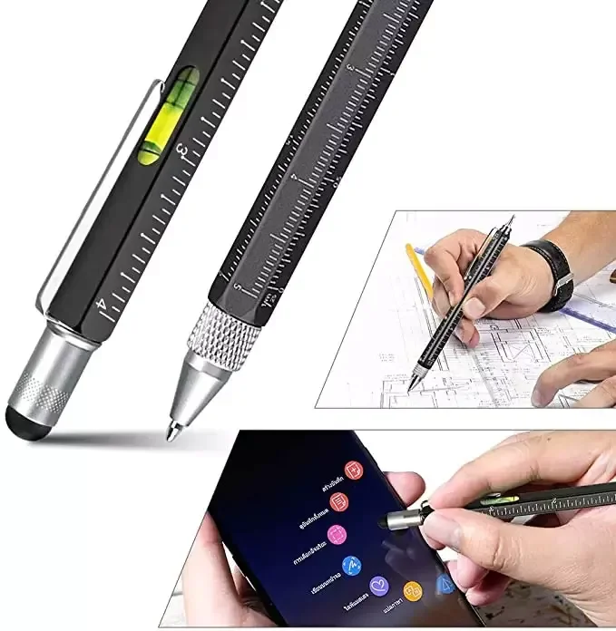OEM Custom Logo 9 in 1 Multi tool Pen Gift With LED, Stylus, Level, Screwdriver,Bottle Opener,Light
