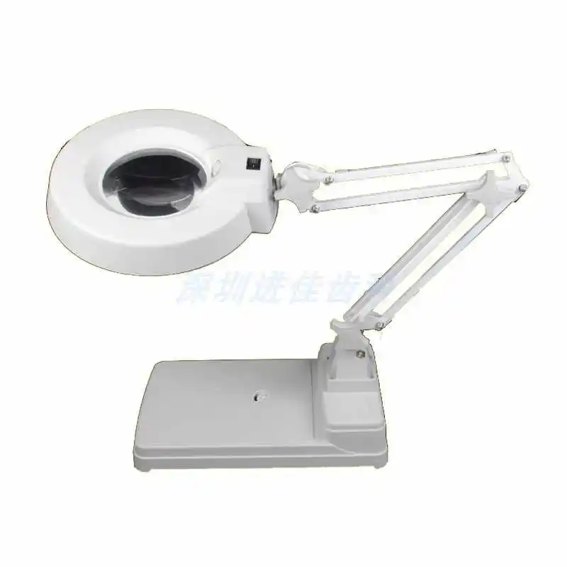 High Quality dental technicians 5X 10X 15X 20X foldable table magnifier desktop led lamp magnifying glass with stand
