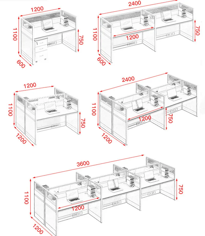 Wholesale Modern Design Single Person Office Computer Workstation Desks Table for Office Furniture Include Locker and Chair