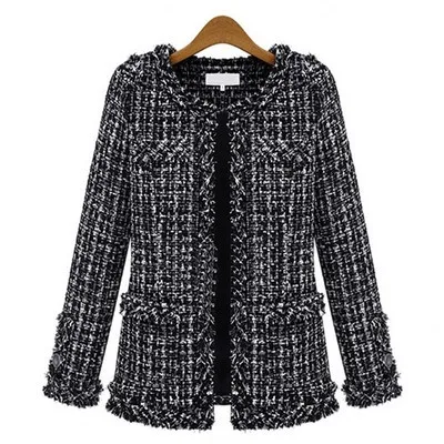 
casual plaid tassel long sleeve women coats 