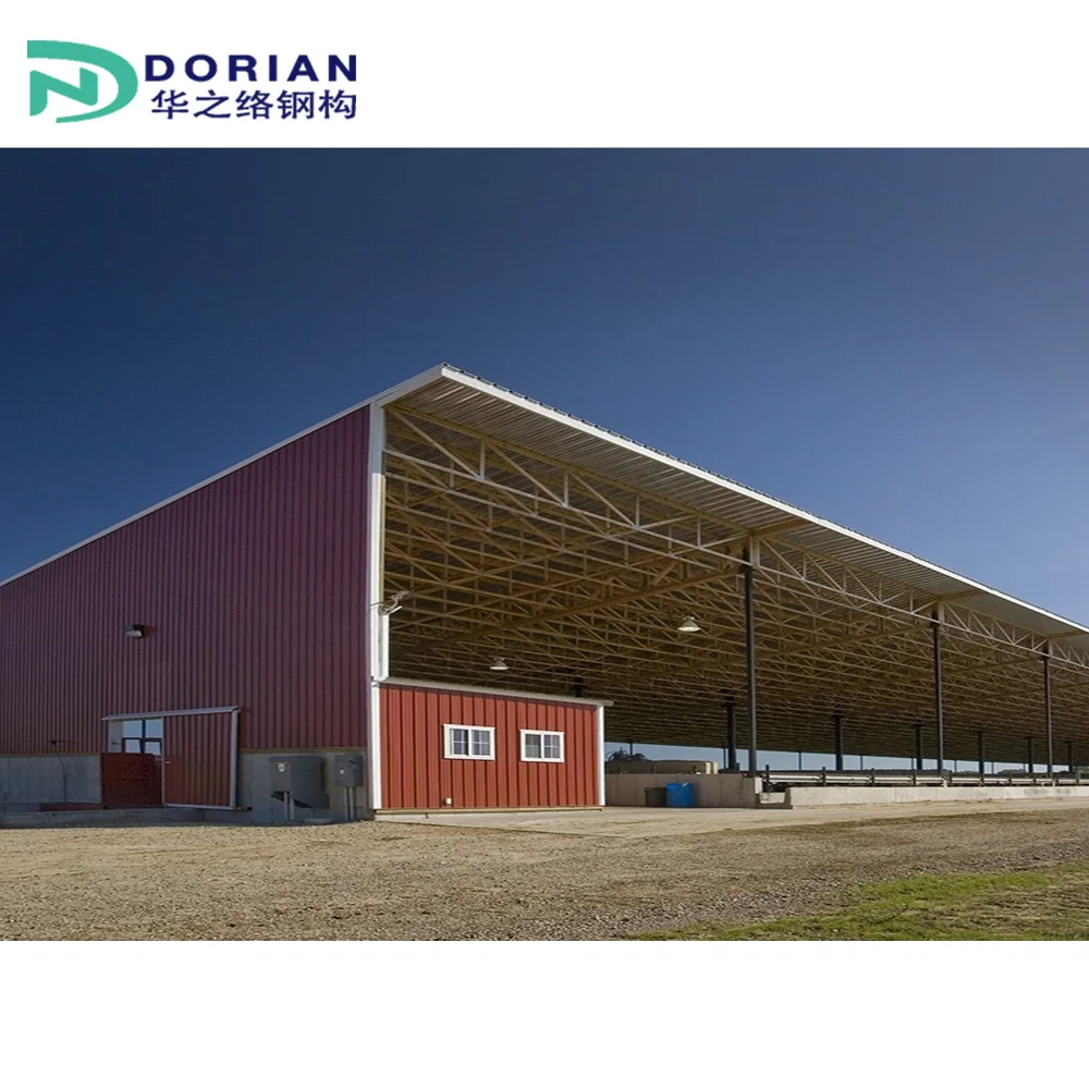 Двухэтажная стальная конструкция для крупного рогатого скота овец животных приют домашнего сборный дом молочной фермы