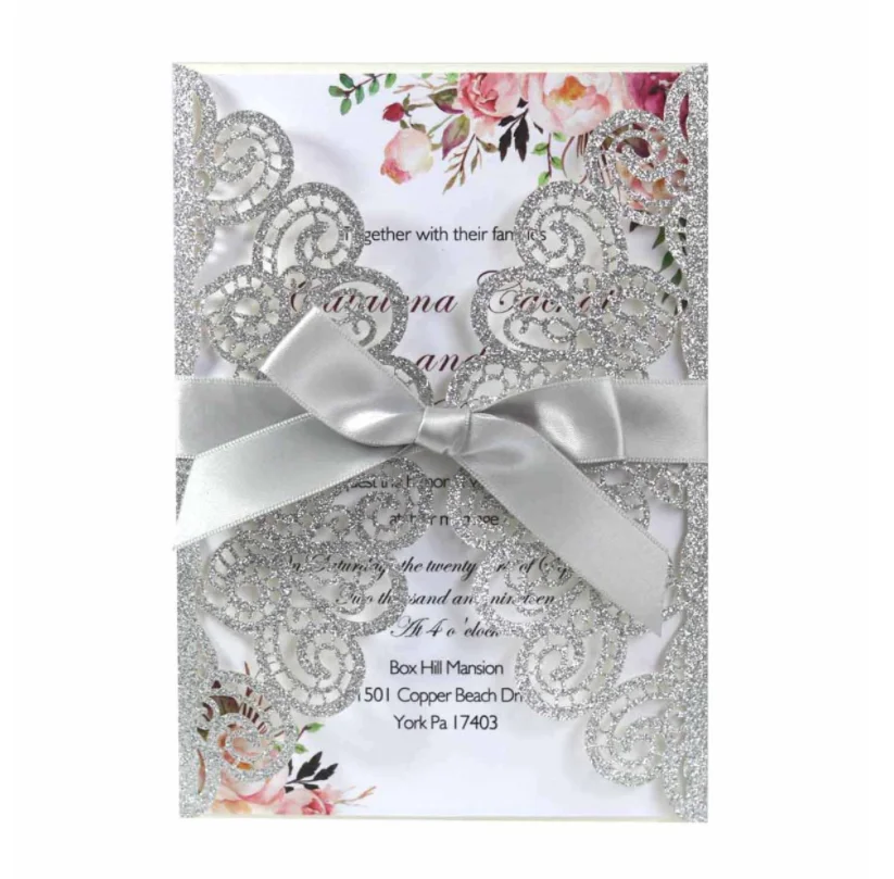 Custom glitter thank your card Muslim wedding festival gift greeting invitation card