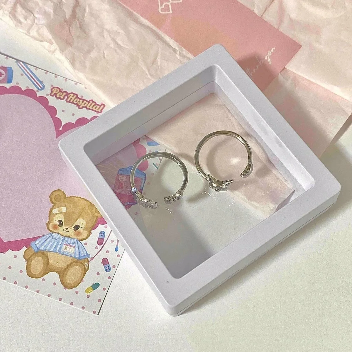 Cute girl soft girl Ring for couple ring gift Bestie silver plated Sanrio Kuromi ring