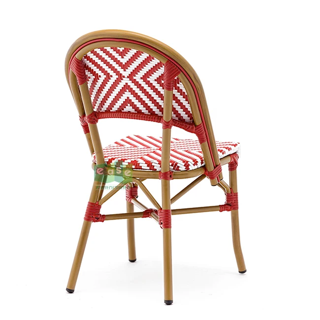 French stackable red wicker weaving bistro chair outdoor furniture (E1185)