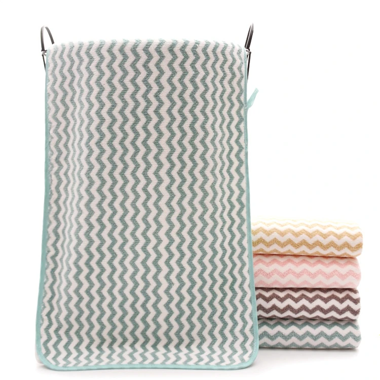 
Double Color Striped Soft Coral Fleece Towel Microfiber Face Towel 