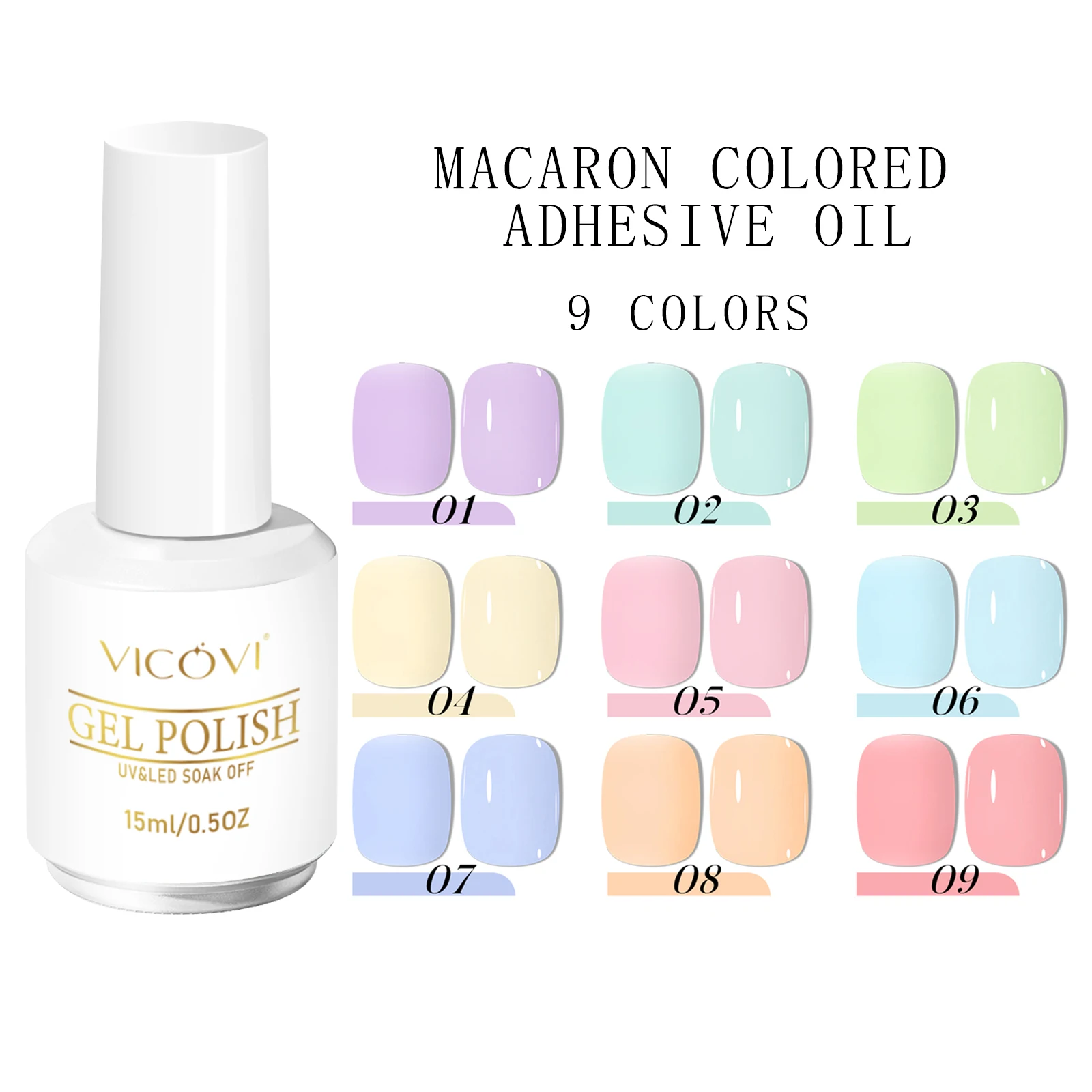 Wholesale Nail Supplies HEMA FREE 15ML 9 Colors Macarone Milky Candy Sweet Nail Gel Polish Soak Off Glue Salon Nail Gel Polish