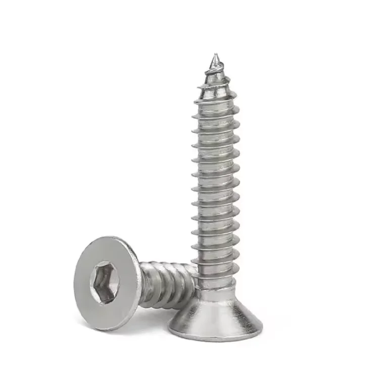 OEM/ODM 304 Stainless Steel Hexagon Socket Flat Countersunk Head Tapping Screws St2 St2.3 St2.6 St3 St3.5 St4 St5 St6 St8