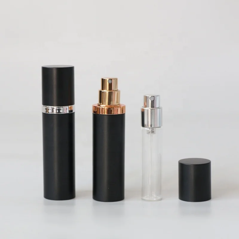 MAGNETIC Cap 10ML matte black white PCR plastic refillable cosmetics sprayer Travel  Atomizer glass perfume bottle