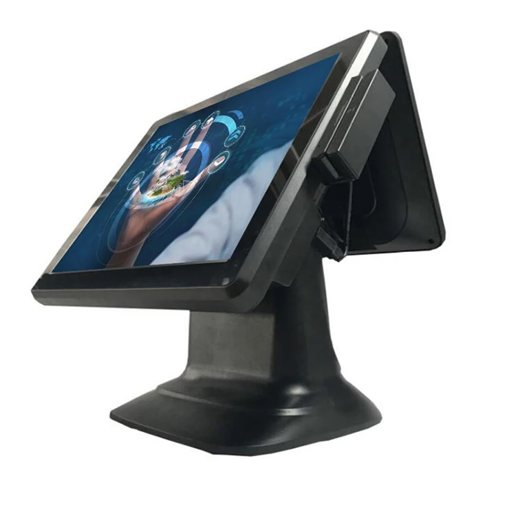 Ресторан заказе машины win10 глинозема емкостный сенсорный экран цифровой записи) с двойным экраном безвентиляторный POS машина