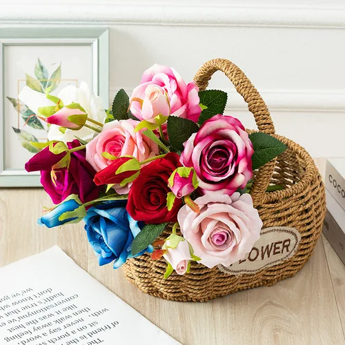 Wholesale living room wedding decor single long stem velvet red rose artificial