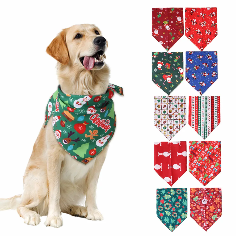 Factory Wholesale Custom Sublimation Medium Large Polyester Pet Dog Scarf Christmas Bandana Accessories