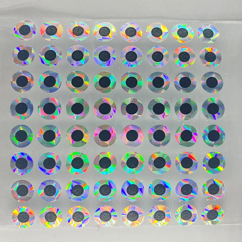 Fishing Lure Eyes 4mm - 8mm Holographic Adhesive Simulation Fly Fishing 2D Laser Fishing Eyes for Lure Baits DIY