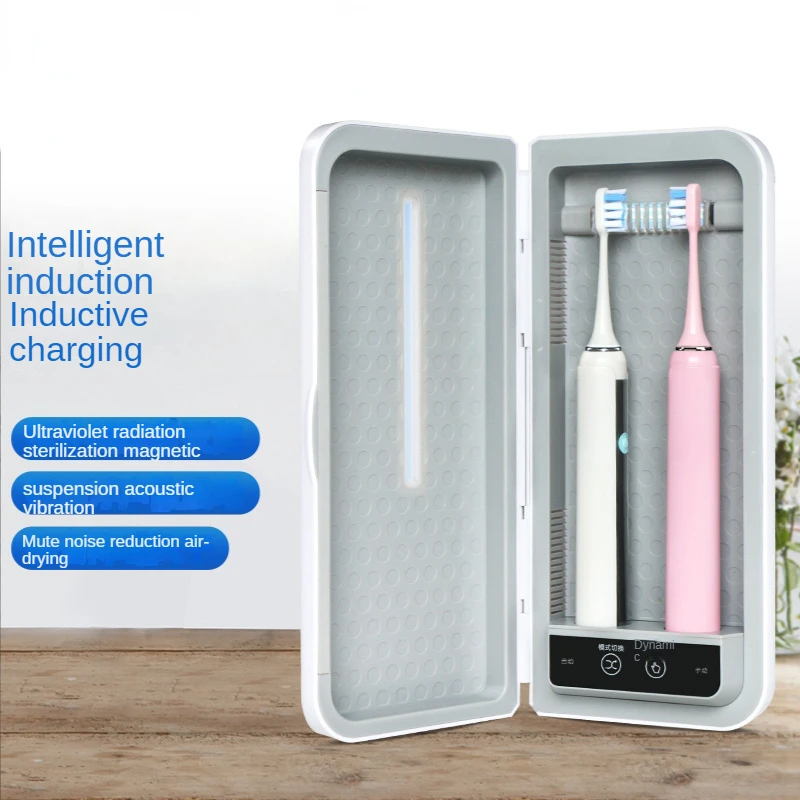 IPX7 Waterproof Sonic Adult Electric Toothbrush and UV Smart Air Dry Toothbrush Sanitizer Box Set