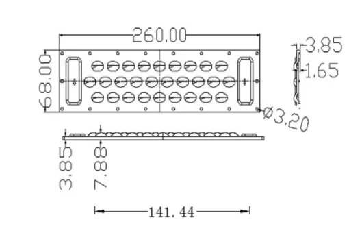 Размер 260*68 мм 70*150 градусов угол луча PC Led 3030 объектив для уличного
