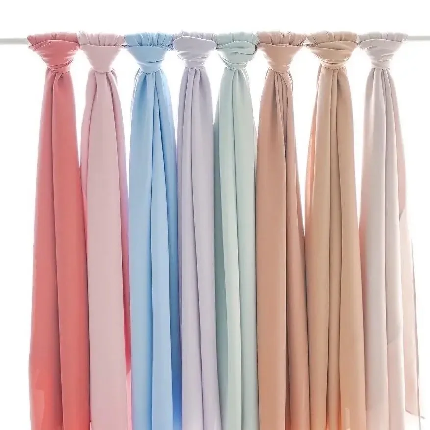 Latest Design High Quality Bubble Chiffon Hijab Fashion 56 Colors Luxury Plain Color Thick Malaysia Head Scarf H303