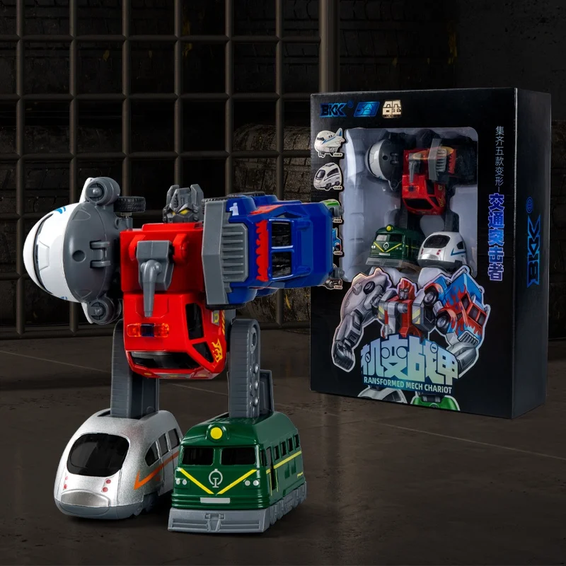 Optimus toy transfiguration machine 5 in 1 combination vehicle diecast changeable robot toys for kids