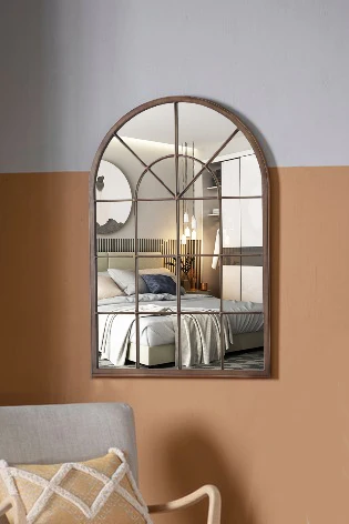 wholesale big large black iron metal framed full length long dressing hanging window pane arch wall mirror espejo miroir spiegel