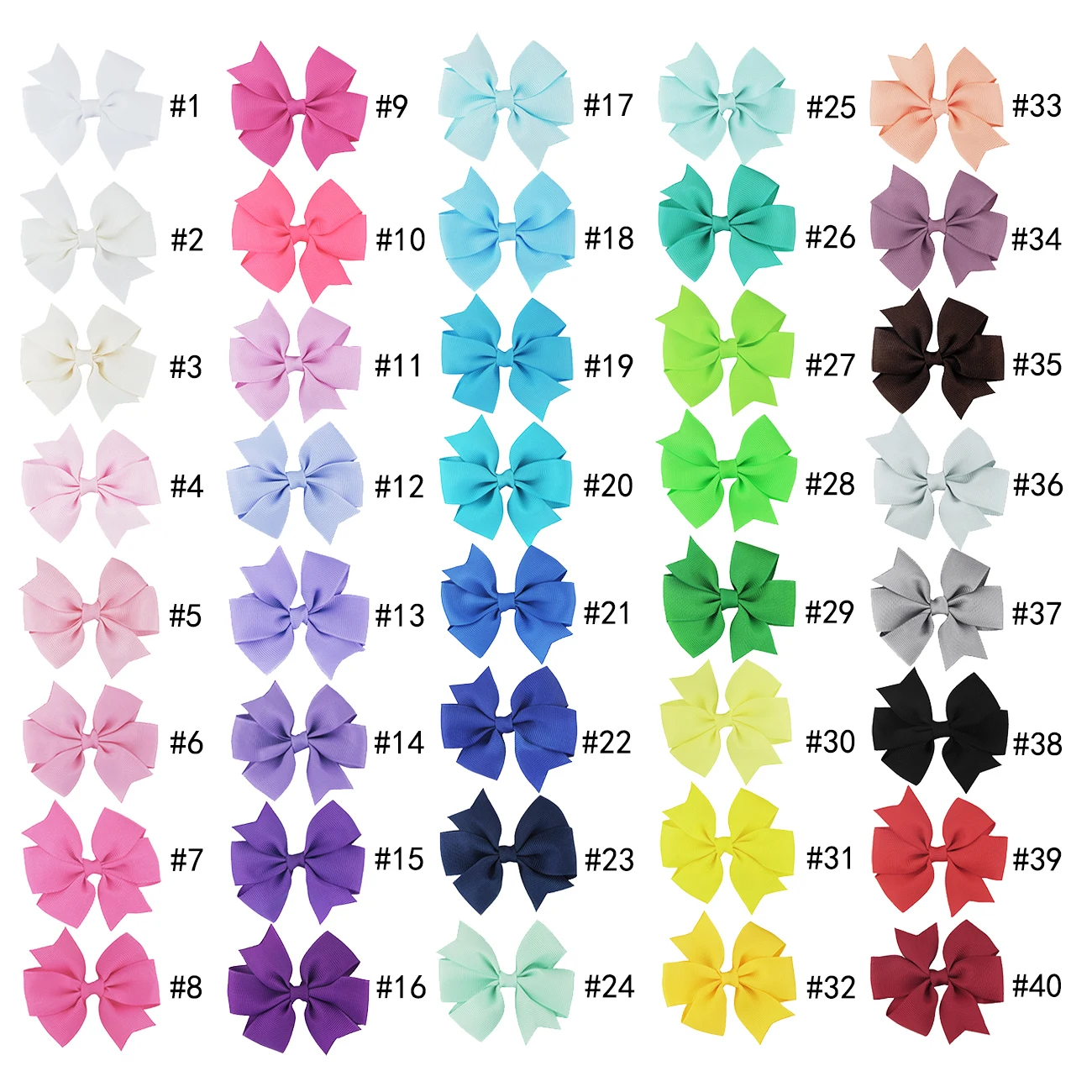 Candygirl Boutique Ribbon Hair Clip 40 Colors Hair Bows For Girls Kids Hair Accessories Set