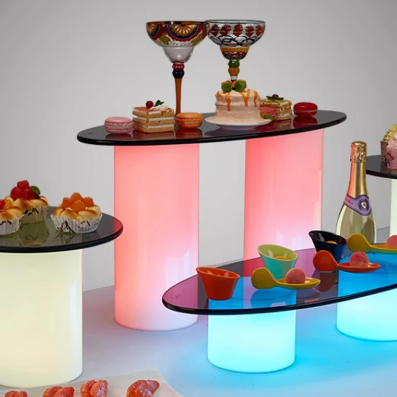 Factory Custom Led Light Acrylic Display Stand Fashion Buffet Food Display Stand