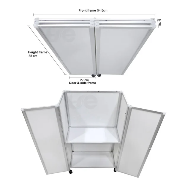 Portable Deluxe Sampling Booth Table Pop Up Exhibition Booth Advertising Display Foldable Table Promotion Counter with Wheels