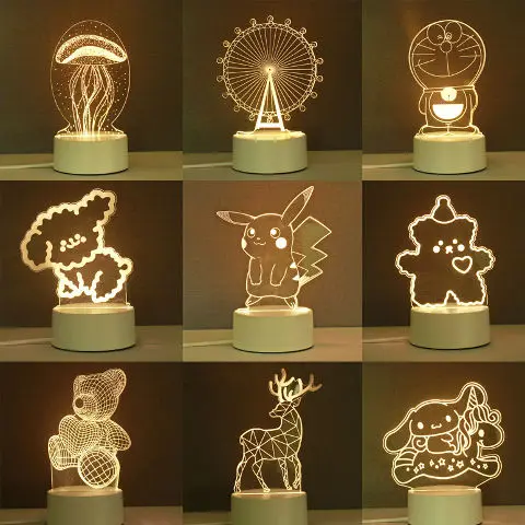 custom sleeping lamparas veilleuse decoration luz noturna ilusoria 3d acrylic lumineux de chambre led lamp light