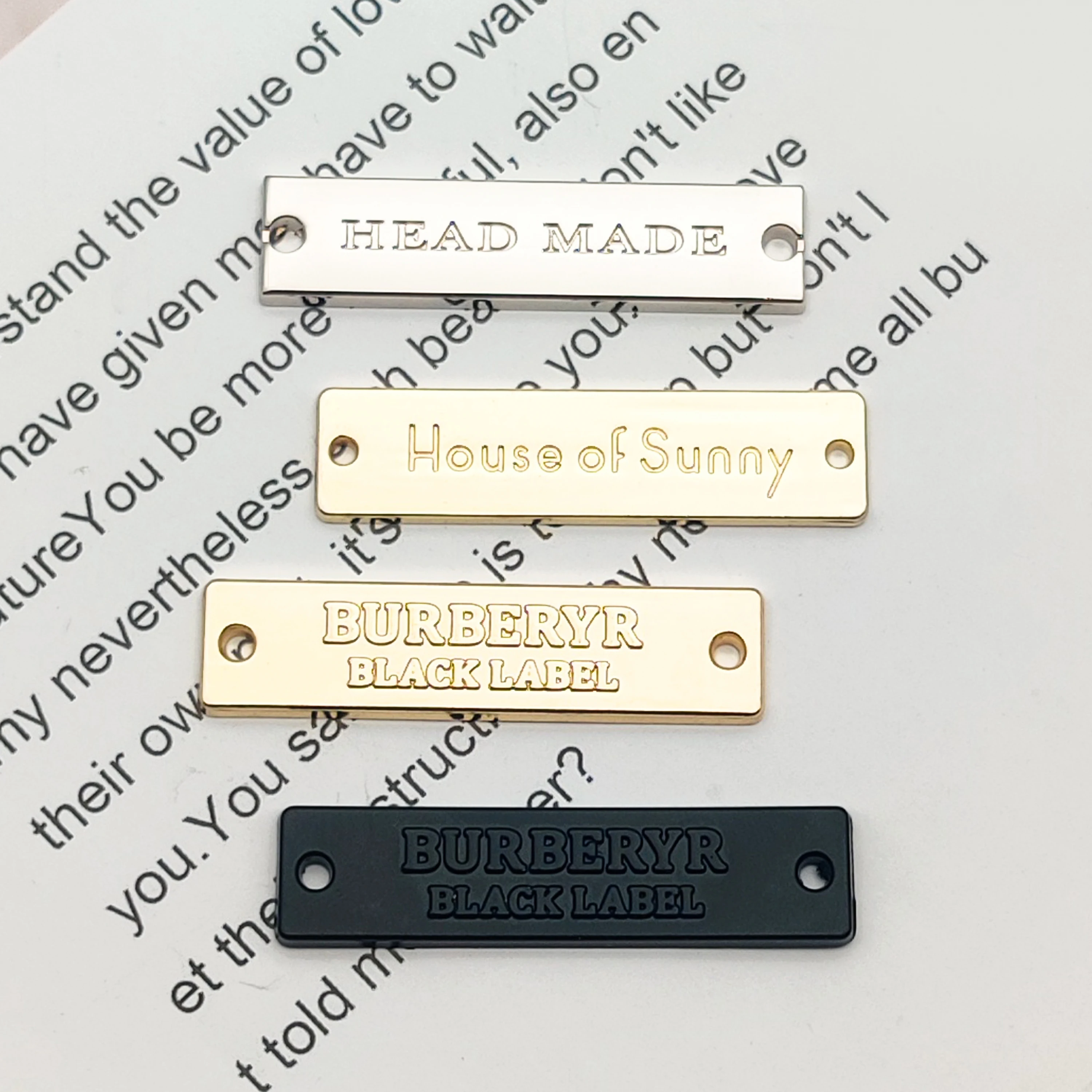 clothing patch tag garment embossed custom bag hat Shoe metal label tag for scarf
