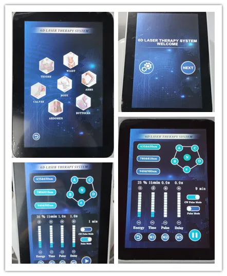 6D Lipo Laser Slimming Machine With 16 Pads 635nm 650nm 780nm 810nm 940nm 980nm Diode laser light therapy machine