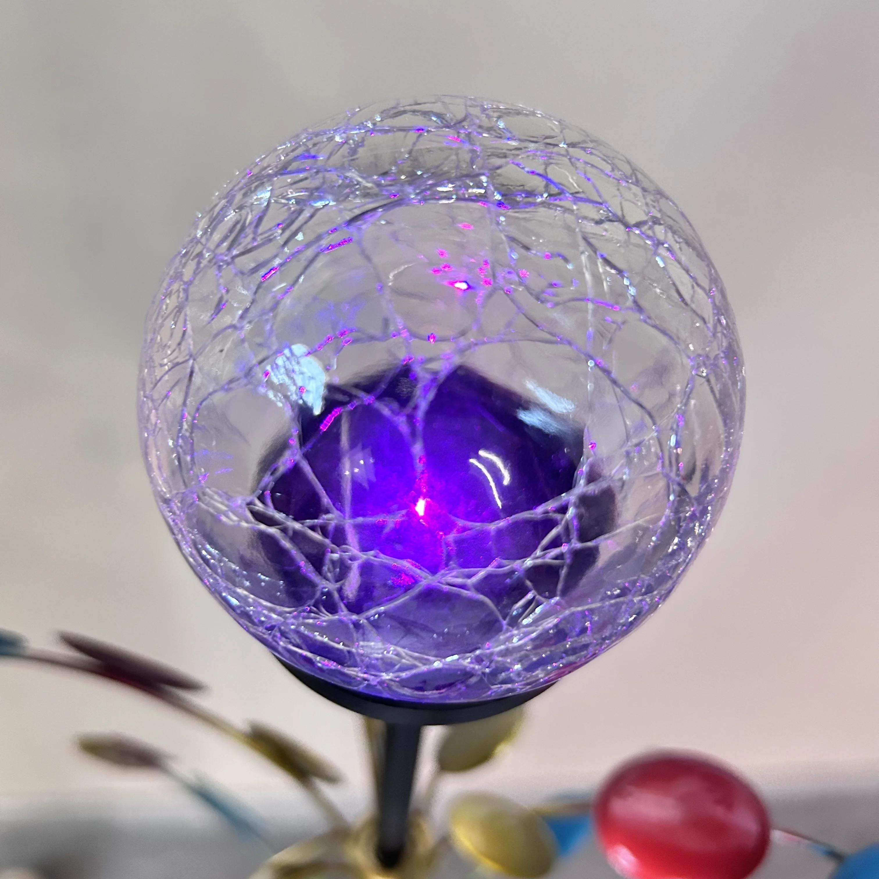 Outdoor Metal Windmill Light Ornament Spiral Cracked Glass Farm Windmill Color Two Layer Dot Wind Spinner Garden Stake