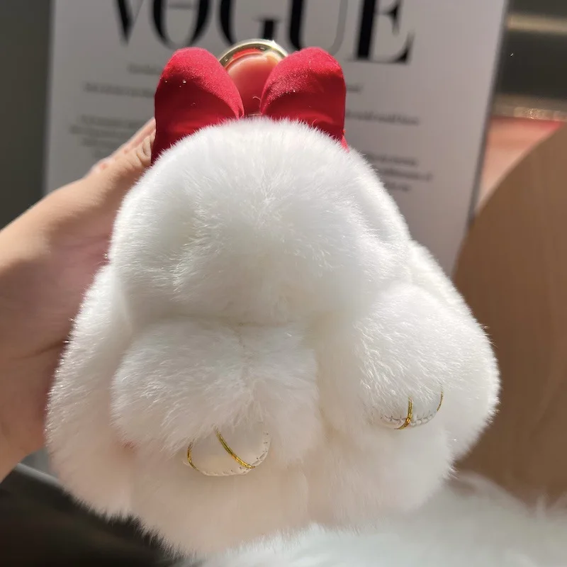 Wholesale Mini Bow Rabbit Rabbit pendant bag Decorated car keychain cute rabbit 100%fur doll