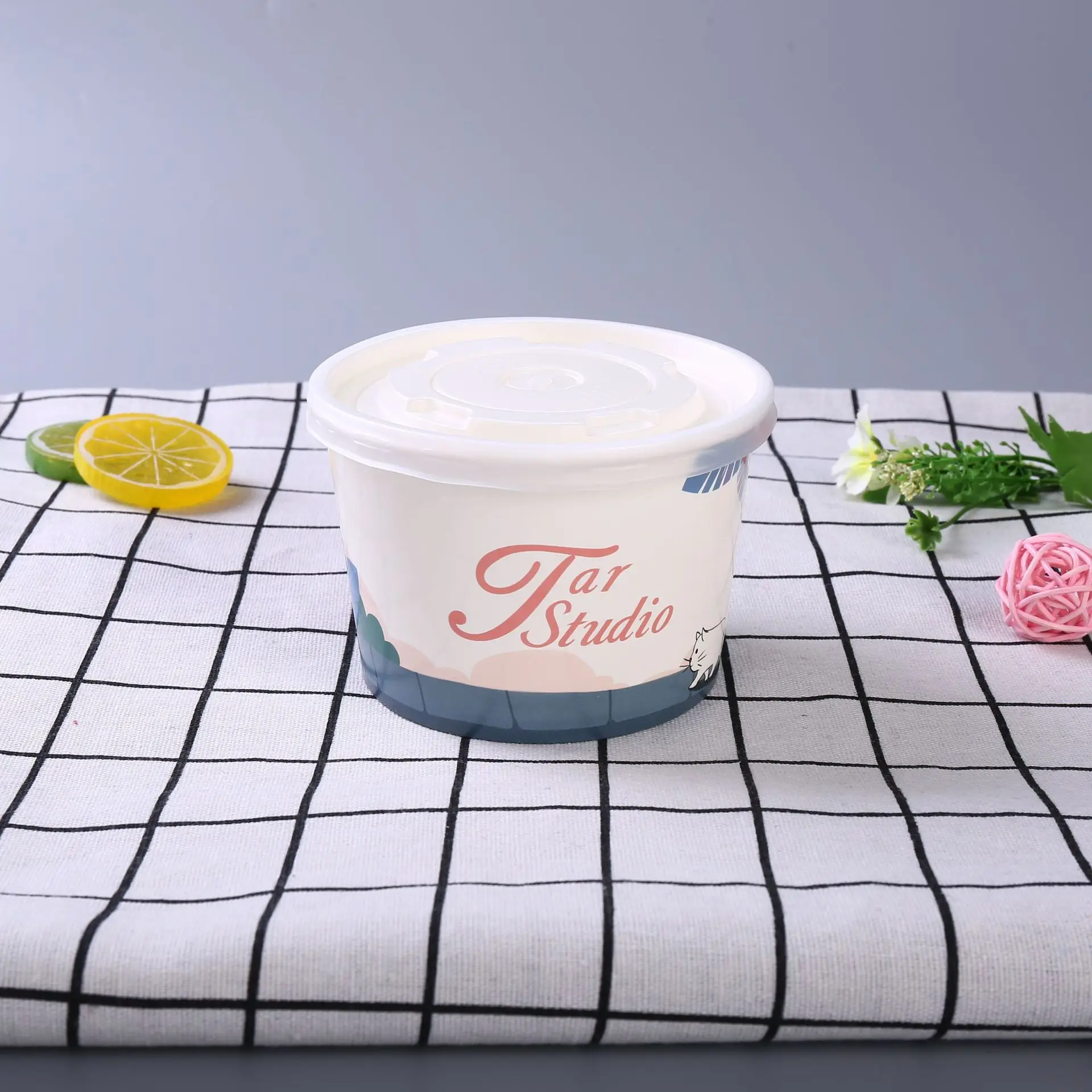 Disposable Food Grade Eco Paper Food Container Kraft Paper Soup Bowl