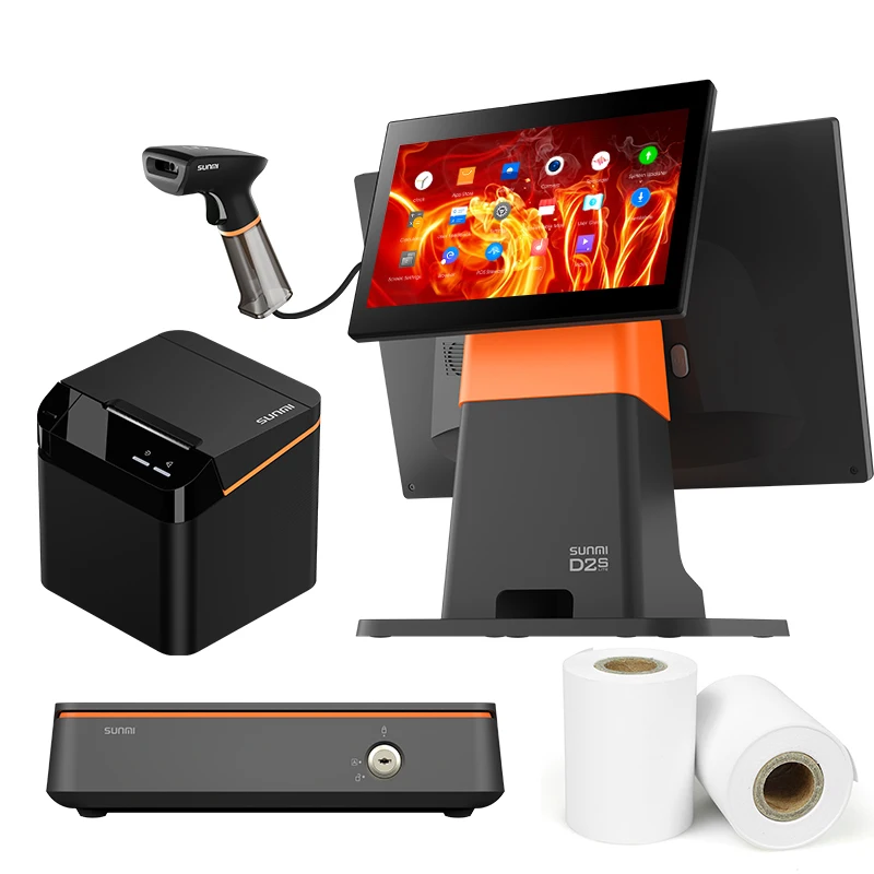 Wi-Fi BT USB емкостный сенсорный экран точки продажи системы все в одном POS-Терминале с термопринтером